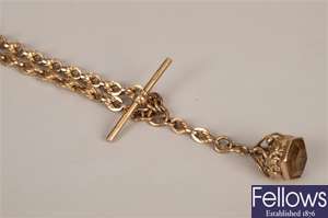 9ct gold fancy link full albert chain, with