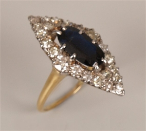 18ct gold sapphire and diamond up the finger