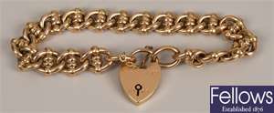 15ct gold fancy curb link bracelet, with banded