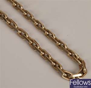 9ct gold angular belcher link chain, length