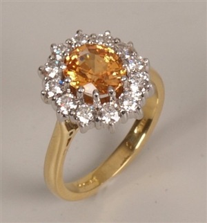 18ct gold oval yellow sapphire and diamond