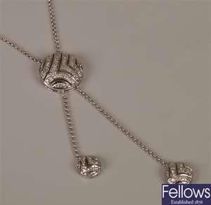 14ct white gold diamond set necklace, with a