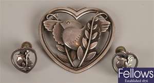 GEORG JENSON - silver heart shaped brooch with