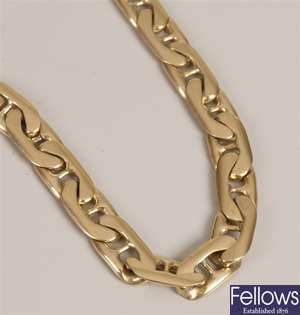 14ct gold flat oval link chain - 22ins (56cms)