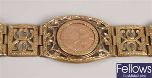 9ct gold fancy pierced link panel bracelet with