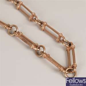 9ct rose gold fancy oval link Albert style