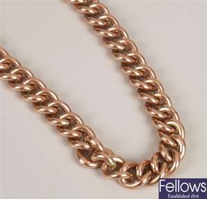 9ct rose gold curb link necklace.  Length 26ins