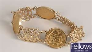 9ct gold fancy pierced panel link bracelet set