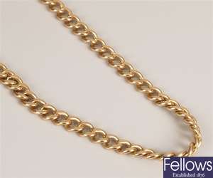 18ct gold curb link necklace - 16.5ins (42cms). 