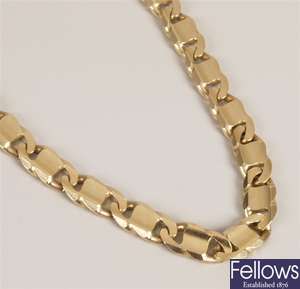 14ct gold flat oval link necklace.  Length 22ins