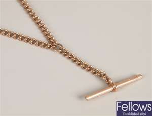 9ct rose gold fine curb link double Albert and