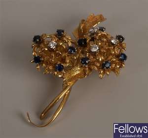 ORNATA - 18k sapphire and diamond floral brooch