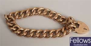 9ct rose gold hollow curb link bracelet with