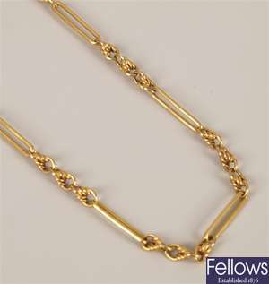 15ct gold fetter and triple knot guard chain