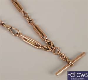 9ct rose gold Albert chain in a double fetter and