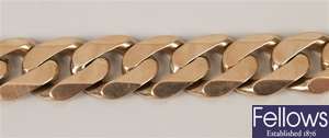 9ct gold curb link bracelet (weight - 72 grams).