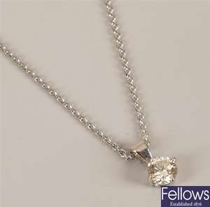 18ct white gold single stone diamond pendant set