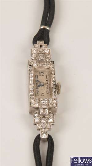 1930's Platinum diamond set cocktail watch, with