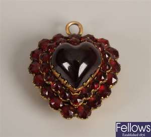 Bohemian garnet pendant in a heart shaped design