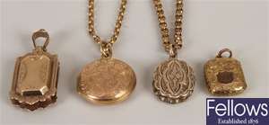 Four lockets, to include a circular scroll