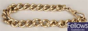 9ct yellow gold curb bracelet with trigger clasp.