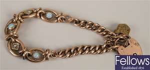 Edwardian 9ct rose gold hollow curb link bracelet