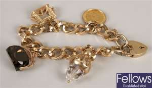 9ct yellow gold twisted curb bracelet and padlock