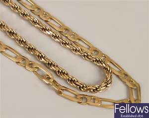 Two neck chains to include an 18ct gold squared