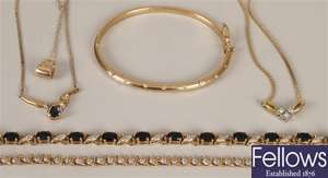 Six items, to include a 9ct gold diamond set