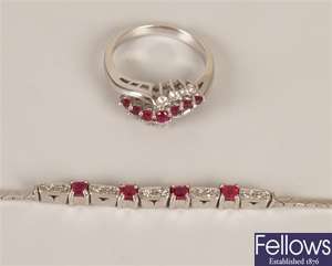 Two items, to include a 14ct white gold ruby and