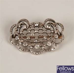 Victorian diamond brooch in a curved plaque