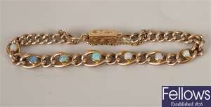 Edwardian gold curb link bracelet with seven
