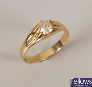 Gentleman's 18ct gold mounted single stone oval