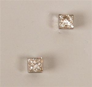 A pair of 18ct white gold princess cut diamond