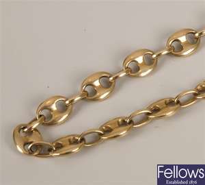 9ct yellow gold pierced oval link necklace -