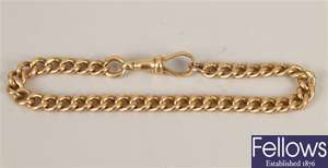 18ct gold curb link bracelet. Weight - 24.58