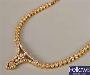 Continental high carat gold and diamond necklet -