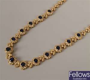 18ct gold diamond and sapphire necklet -