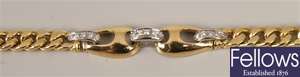 Diamond set bracelet comprising flat curb link