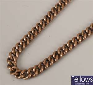 9ct rose gold solid curb link Albert necklace