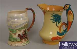 A Crown Devon Fieldings ceramic jug of waisted
