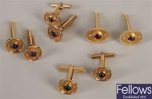 Four pairs of 9ct gold swivel fitting cufflinks
