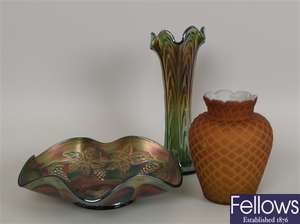 Two items of carnival glass together with two