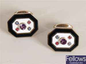 Pair of 18ct white gold octagonal cufflinks with