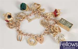9ct rose gold curb link bracelet  with padlock