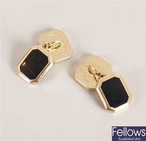 A pair of 9ct gold chain link cufflinks,