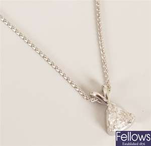 18ct white gold single stone diamond pendant set