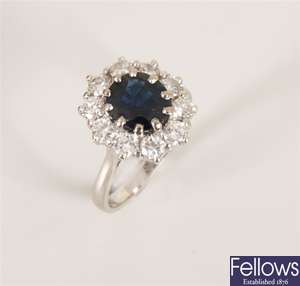 18ct white gold sapphire and diamond cluster ring