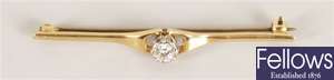 18ct gold single stone diamond bar brooch with an