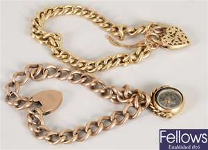 9ct yellow gold hollow curb bracelet with a